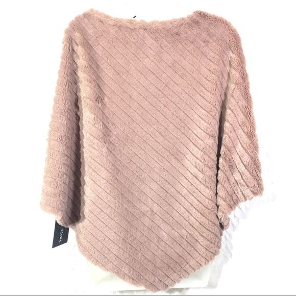 black rivet faux fur blush poncho shawl cape NEW size small medium mauve - Picture 10 of 10